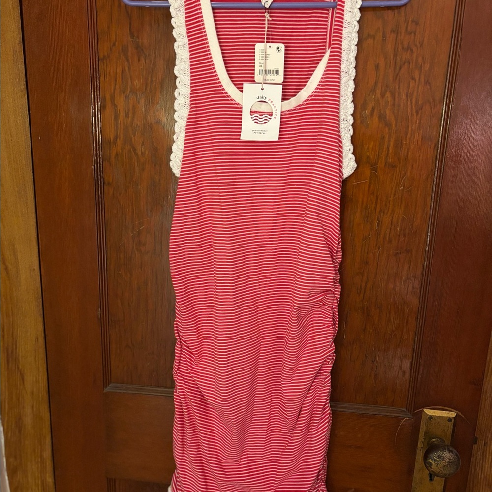 Anthropologie Red and White Striped Mini Dress